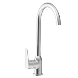 Смеситель для кухни/мойки Knotlor Pulse однорычажный, поворотный, R-излив высокий, длина излива 186 мм, латунь, цвет хром