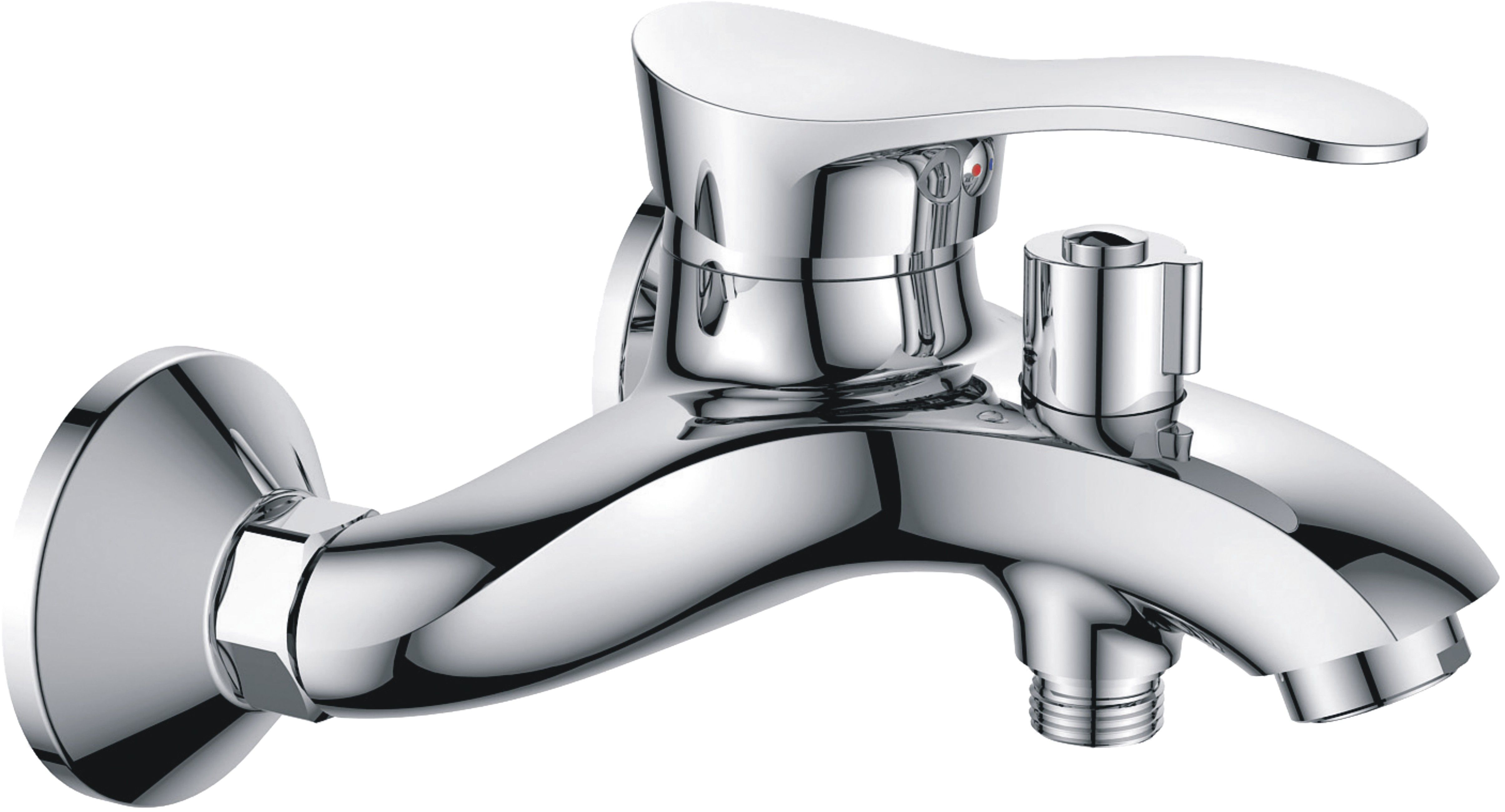 Смеситель для ванны/душа HAIBA однозахватный, хромированный, настенный, излив литой 170 мм, неповоротный, латунь, цвет хром