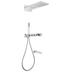 Душевая система ABBER Rund встраиваемая, цвет хром, комплект: термостатический смеситель/излив/тропический душ (с верхней лейкой)/лейка/шланг, внутренний (скрытый) монтаж AF8753