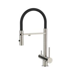 Смеситель для кухни/мойки IDDIS Ace, с каналом для фильтрованной воды, однорычажный, поворотный, керамический картридж, гибкий излив, длина излива 200 мм, латунь, цвет сатин