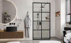 Душевая перегородка WasserKRAFT Glan 66W, 120х200 см, прозрачное стекло, правая/левая, универсальная, прозрачное стекло/профиль черный, прямоугольная (душевое ограждение без поддона)