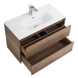Тумба под раковину BelBagno Kraft 39, 80х39х53 см, подвесная, 2 выкатных ящика, ЛДСП, цвет: дуб табак, шкафчик навесной, механизм доводчика, прямоугольная