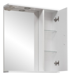 Зеркальный шкаф GRADEONIKA "Спарта 500", 50х14х70 см, БЕЗ ПОДСВЕТКИ, подвесной, цвет белый, зеркало, 1 распашная дверца, прямоугольный, правый (ГРАДЕОНИКА)