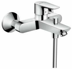 Смеситель для ванны Hansgrohe Talis E, однорычажный, настенный, наружнего/внешнего монтажа, неповоротный, латунный, длина излива 19,4 см, керамический, цвет хром, без душевого шланга/лейки, на 2 отверстия