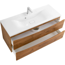 Тумба под раковину BelBagno Marino 120, 120х60х45 см, подвесная, 2 выдвижных ящика, МДФ, цвет: натуральный дуб, шкафчик навесной, механизм доводчика, прямоугольная