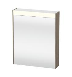 Зеркальный шкаф Duravit Brioso, 62х76х14,8 см, подвесной, цвет: дуб терра, зеркало с подсветкой LED/ЛЭД, выключатель/розетка, с 1 распашной дверцей/одностворчатый, 2 стеклянные полки, прямоугольный, правый