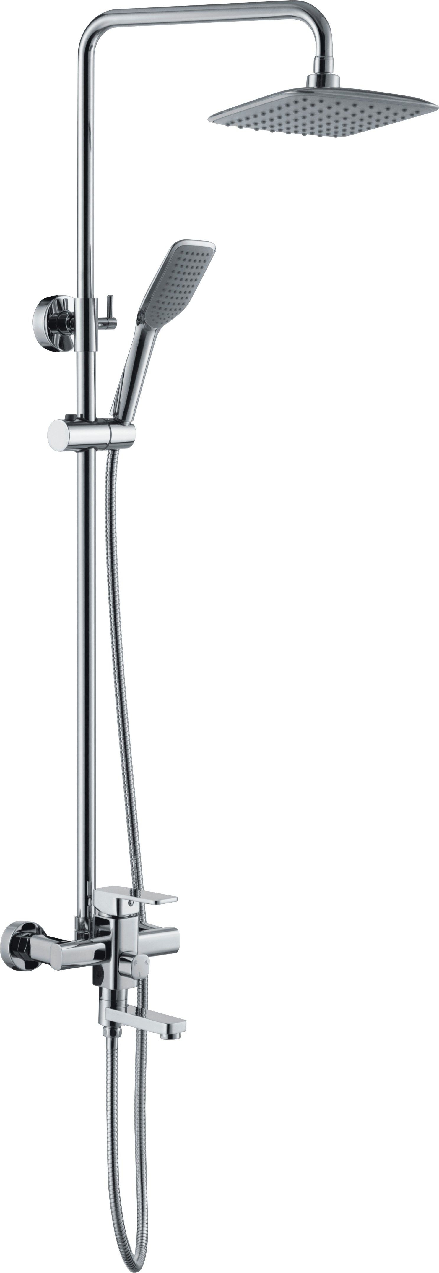 Душевой комплект HAIBA однозахватный, хромированный, настенный, с тропическим душем, с изливом, поворотный, латунь, цвет хром