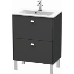 Тумба под раковину Duravit Brioso, 62х38,9х68,3 см, напольная, цвет: графит матовый/хром, 2 выдвижных ящика, ДСП, прямоугольная, левая/правая, в ванную комнату