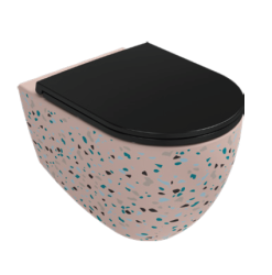 Унитаз подвесной ISVEA Infinity Terrazzo, 365х530х400 мм, цвет: лососевый матовый, горизонтальный (в стену) выпуск, без сиденья, безободковый, антивсплеск, под скрытый бачок