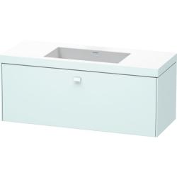 Тумба c раковиной Duravit Brioso, 120х48х50,2 см, подвесная, 1 выдвижной ящик, ДСП, цвет: светло-голубой /Vero Air, мебельная, прямоугольная, цвет белый, фарфоровая, 1 отверстие под смеситель, без перелива