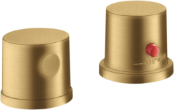 Смеситель для ванны Axor Uno термостатический, монтаж на борт ванны, скрытый, без излива, латунь, цвет шлифованное золото, без душевого шланга/лейки, на 2 отверстия, для 2-х потребителей