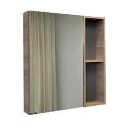 Зеркальный шкаф Comforty Дуэт 75, 71,5х80х14,5 см, подвесной, цвет дуб натуральный, зеркало, с 1 распашной дверцей/полки, механизм плавного закрывания, прямоугольный