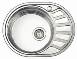 Мойка кухонная LEDEME 45x57x17 см, врезная сверху, нержавеющая сталь, овальная, цвет декор, с отверстием под смеситель, площадка под смеситель сбоку, с крылом справа