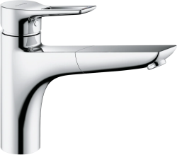 Смеситель для кухни/мойки KLUDI MIX, однорычажный, латунный, с выдвижным поворотным изливом 110°, длина излива 235 мм, латунь, цвет хром