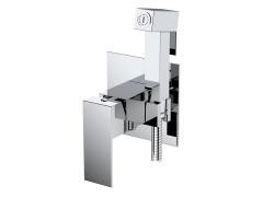 Смеситель с гигиеническим душем Cezares Slider встраиваемый, однорычажный, керамический, без излива, с гибким шлангом/лейкой, нержавеющая сталь, цвет хром