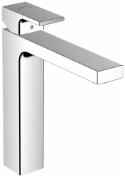 Смеситель для раковины Hansgrohe Vernis Shape 190, однорычажный, фиксированный излив, длина излива 18,1 см, керамический, латунь, цвет хром, с донным клапаном
