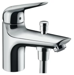 Смеситель для ванны Hansgrohe Novus Monotrou на борт ванны однорычажный, неповоротный, латунный, длина излива 14 см, керамический, цвет хром, без душевого шланга/лейки, на 1 отверстие