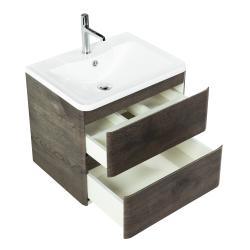 Тумба под раковину BelBagno Albano 70, 70х45х52 см, подвесная, 2 выкатных ящика, МДФ, цвет: дуб натуральный серый, шкафчик навесной, механизм доводчика, прямоугольная