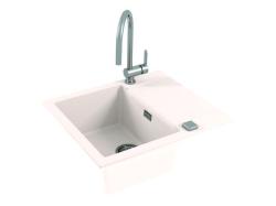 Мойка кухонная ALVEUS GRANITAL CADIT 10 ARCTIC-G11 59х50х20 см, врезная/встраиваемая сверху, с крылом, искусственный гранит, прямоугольная, цвет белый, с отверстием под смеситель, в комплекте с сифоном 1132823