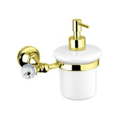 Дозатор Cezares OLIMP для жидкого мыла, настенный, латунь/керамика, цвет золото 24 карат, для ванной, на стену