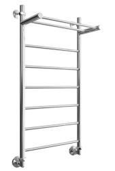 Полотенцесушитель Двин FJ 100/50, водяной (1"-1/2" К1  Полированный), с полкой, универсальное подключение, нержавеющая сталь, настенный, форма лесенка, цвет хром, к отоплению и ГВС, для отопления, обогрева в ванной