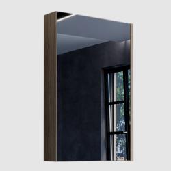Зеркальный шкаф Comforty Порто 50, 48,5х80х14 см, подвесной, цвет дуб темно-коричневый, зеркало, с 1 распашной дверцей/полки, механизм плавного закрывания, прямоугольный