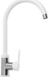 Смеситель для кухни/мойки Accoona, однорычажный, поворотный/гибкий, керамический, длина излива 150 мм, латунь, цвет белый/хром