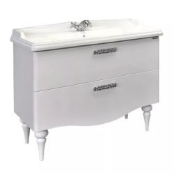 Тумба с раковиной Comforty Монако-100 размер 101,5х86х49 см напольная, 2 выдвижных ящика, ЛДСП/МДФ, прямоугольная, цвет- белый глянец/раковина COMFORTY 3310 прямоугольная, цвет белый, накладная