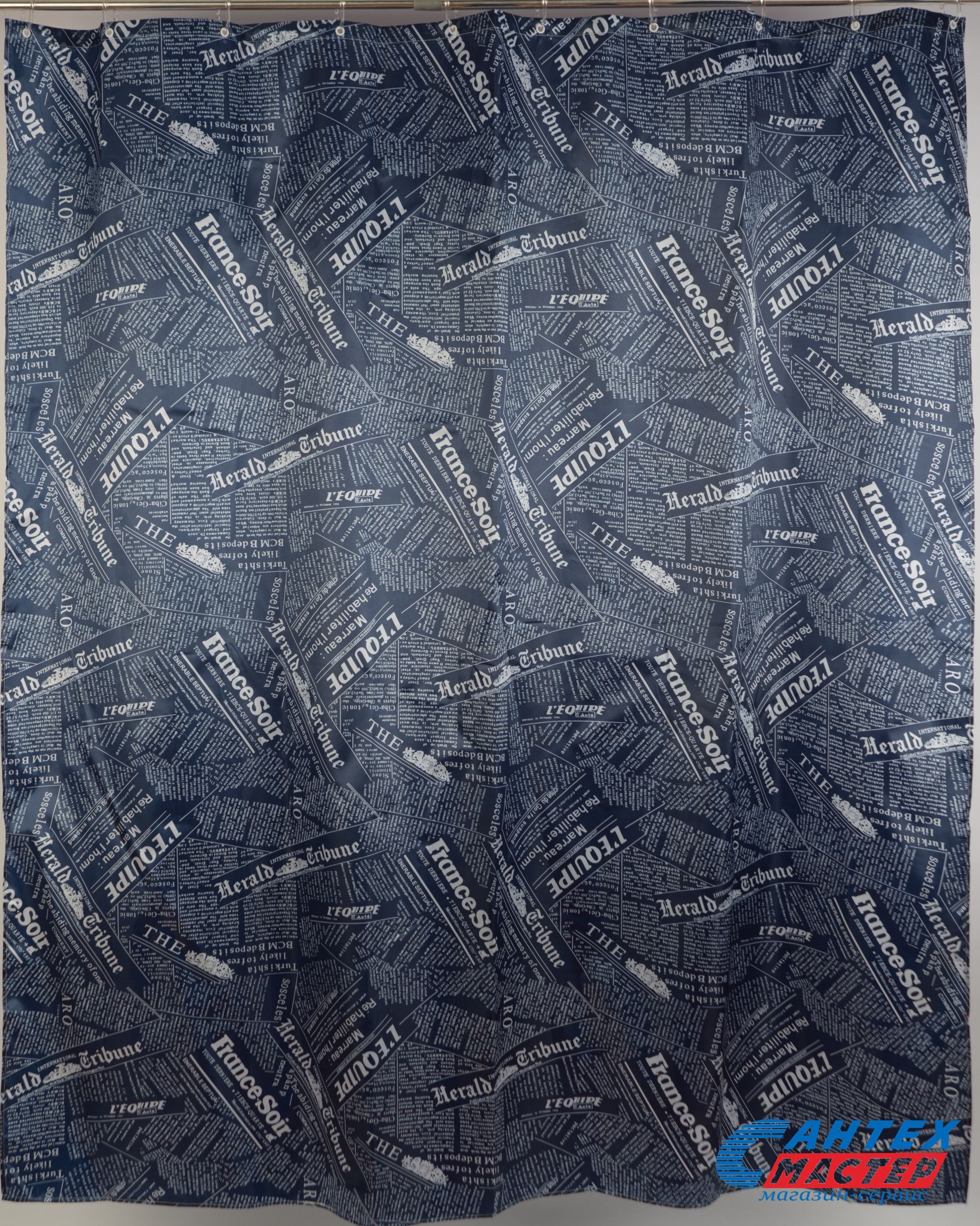 Шторка АкваЛиния для ванной комнаты газета 020A-03