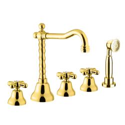 Смеситель для ванны/душа Webert Armony двухвентильный, на борт ванны, излив 190 мм, поворотный, латунь, цвет золото