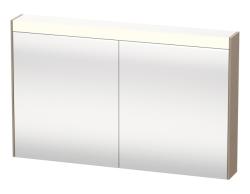 Зеркальный шкаф Duravit Brioso, 122х76х14,8 см, подвесной, цвет: лен, зеркало с подсветкой LED/ЛЭД, выключатель/розетка, с 2 распашными дверцами/двухстворчатый, 4 стеклянные полки, прямоугольный