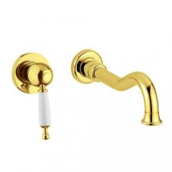 Смеситель для раковины Migliore Oxford, скрытого монтажа, однорычажный, неповоротный, длина излива 175 мм, керамический картридж, латунь, цвет золото/белый