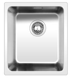 Мойка Ukinox Лофт, 38х44 см, врезная, стальная, прямоугольная, цвет брашированная сталь, без отверстия под смеситель, слив-перелив, без крыла, для кухни