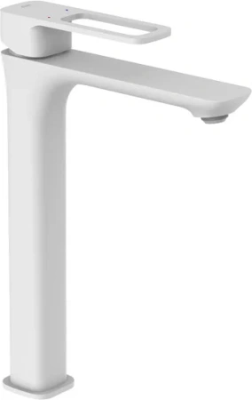 Смеситель для раковины/умывальника IDDIS Slide, однорычажный, неповоротный, керамический картридж, высокий, длина излива 156 мм, латунь, цвет белый матовый