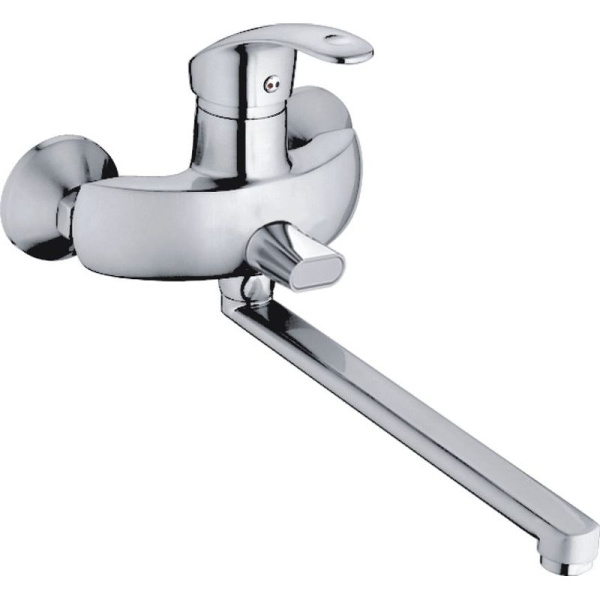 Смеситель для ванны/душа HAIBA однозахватный, хромированный, настенный, излив длинный 342 мм, поворотный, латунь, цвет хром