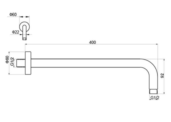 Держатель верхнего душа Aquatek AQ2176BGM 400 мм цвет оружейная сталь, настенный, округлый, для ванной, нержавеющая сталь