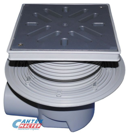 Дворовый трап Ду110 с сифоном и решеткой, с горизонтальным выпуском, HL 615LW