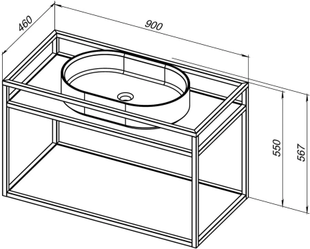 Консоль под раковину Allen Brau Liberty 90, 900х460х550 мм, подвесная, цвет медь браш, металлическая, каркас под раковину, прямоугольная, с полкой