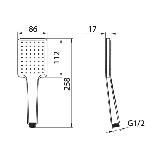 Душевая лейка IDDIS Slide, прямоугольная, с 1 режимом, размер 86х112 мм, ABS-пластик, цвет черный матовый, для душа/ванной