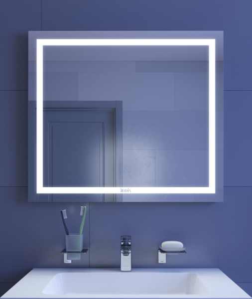 Зеркало IDDIS Zodiac, 80х70 см, с LED/ЛЕД-подсветкой, прямоугольное,  без антизапотевания, выключатель механическйий, вертикальное, для ванны, навесное/подвесное/настенное