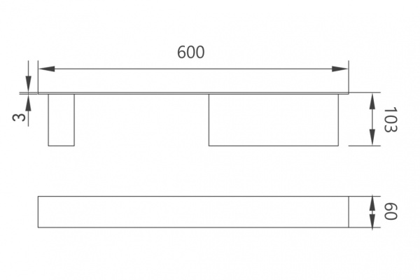 Полка для ванны ABBER Nischen AN3011BST с полотенцедержателем, прямоугольная, 600х103 мм нержавеющая сталь, настенная, в ванну/ванную комнату/душевую кабину, цвет сталь брашированная 