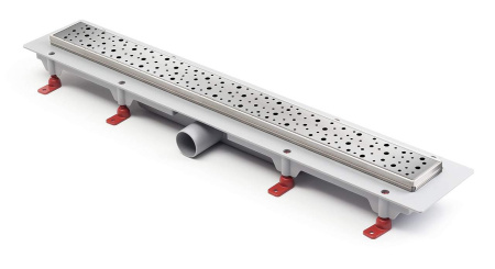 Водоотводящий желоб MCH CH 450 DN Drops с решеткой и рамкой из нержавеющей стали 450х60х1,5 гидрозатвор + с сухим затвором