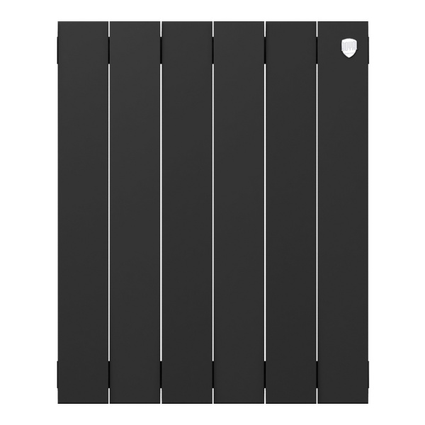 Радиатор отопления Royal Thermo PianoForte Noir Sable 500 (6 секций) биметаллический, боковое подключение, для квартиры, дома, водяные, мощность 1134 Вт, настенный, батарея, черный (Роял Термо)