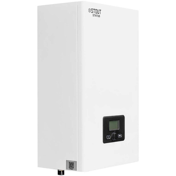 Электрический котел STOUT STATUS 27 кВт настенный, белый, 9 ступеней мощности, LCD дисплей, одноконтурный