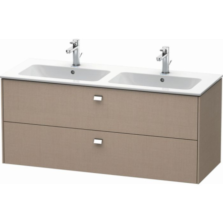 Тумба под раковину Duravit Brioso, 129х47,9x55,3 см, подвесная, 2 выдвижных ящика, ДСП, цвет: лен/хром, шкафчик навесной, механизм доводчика, прямоугольная, правая/левая, в ванную комнату