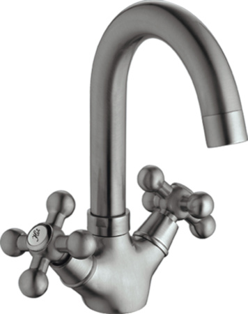 Смеситель для умывальника HAIBA CRON двухвентильный, неповоротный, длина 123 мм, силумин, цвет серый