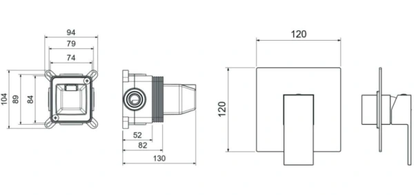 Смеситель для ванны/душа Aquatek Либра настенный, однорычажный, встраиваемый, без излива, латунь, цвет хром