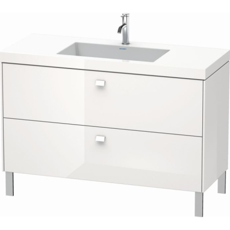 Тумба c раковиной Duravit Brioso, 120х48х61,3 см, подвесная, 2 выдвижных ящика, ДСП, цвет: белый глянец /Vero Air, мебельная, прямоугольная, цвет белый, фарфоровая, 1 отверстие под смеситель, без перелива