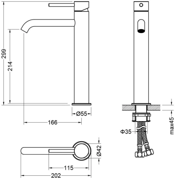 Смеситель для раковины/умывальника Aquatek Европа однорычажный, неповоротный, фиксированный, высокий, излив длина 166 мм высота 214 мм латунь, цвет хром