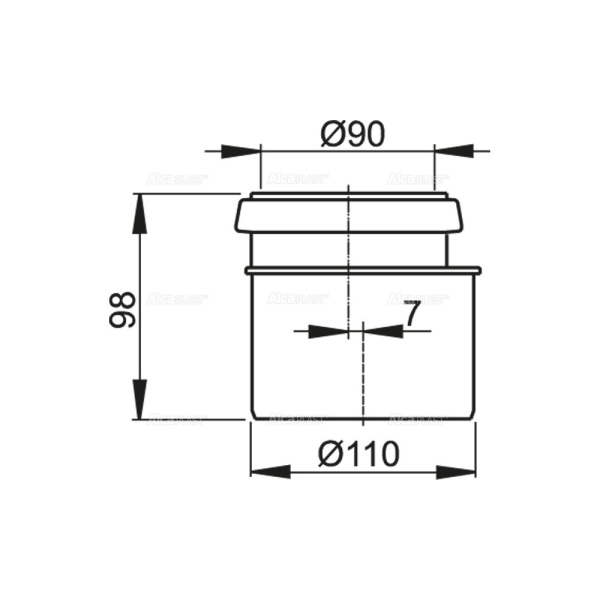 Соединительный комплект Alcaplast M907 для 90/110 перехода от Ø90 до Ø110 скрытых систем инсталляции